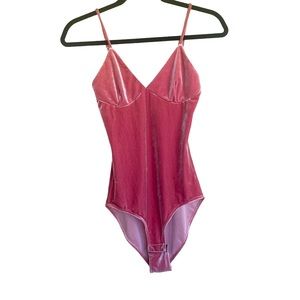 Misa Los Angeles Velvet Pink Sleeveless Strappy Body Suit